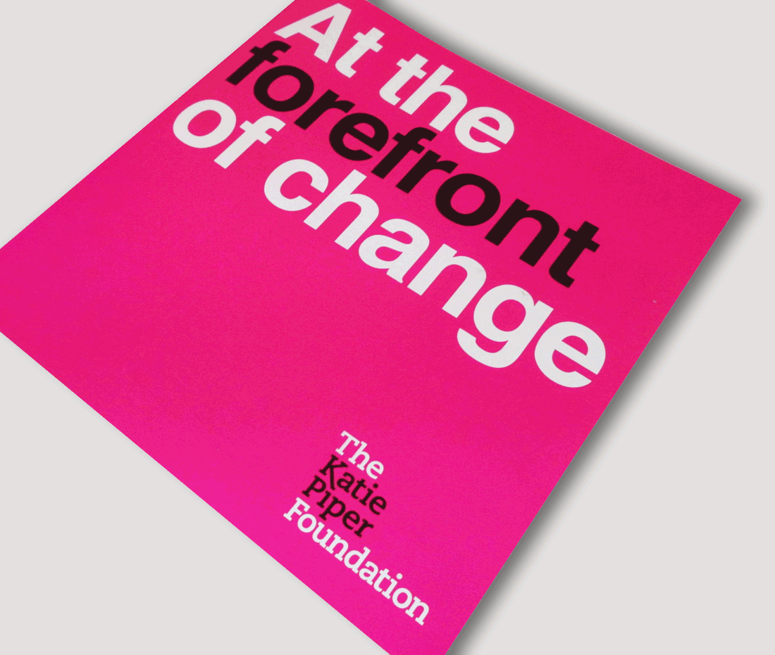 Katie Piper Foundation Annual Review 2015 front cover designed by ideology.uk.com