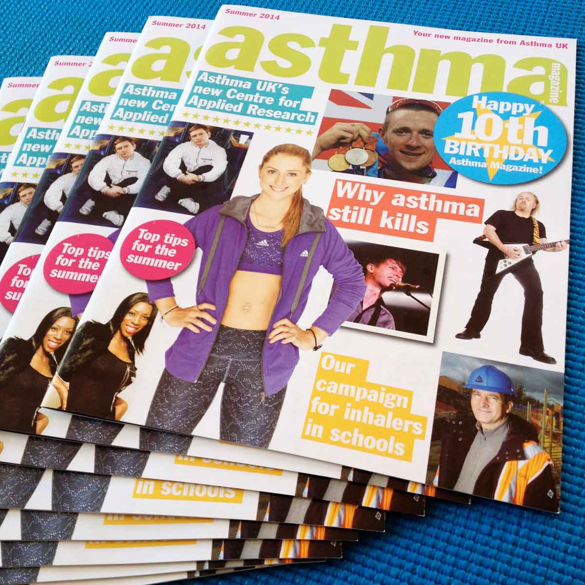 Asthma UK members' magazine front cover designed by Ideology design and marketing