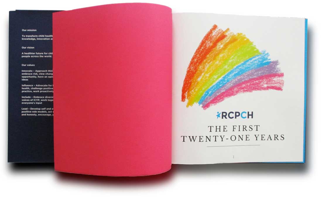 rcpch anniversary book inside spread